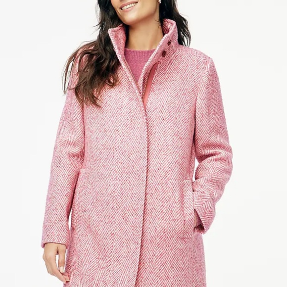 J. Crew Jackets & Blazers - J. Crew Pink Herringbone Wool Blend Pea Coat